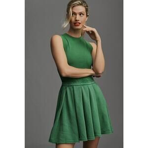 Anthropologie Daily Practice Pleated Mini Dress Kelly Green Size S